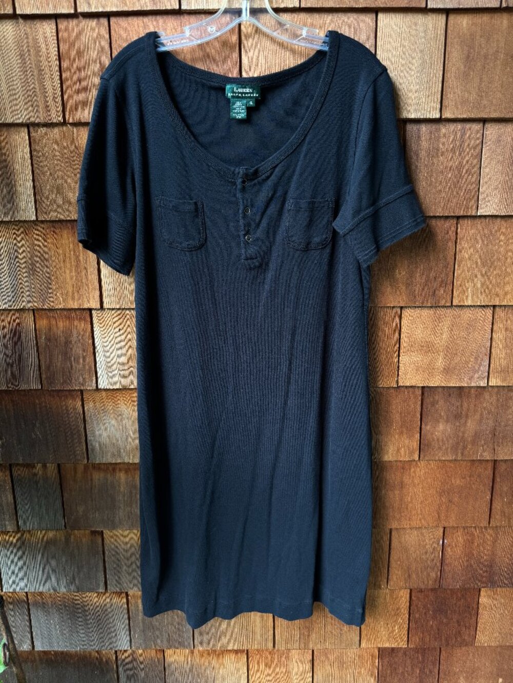 Ralph Lauren Black Cotton Knit Short Sleeve Casual Dress in Women's X-Large
